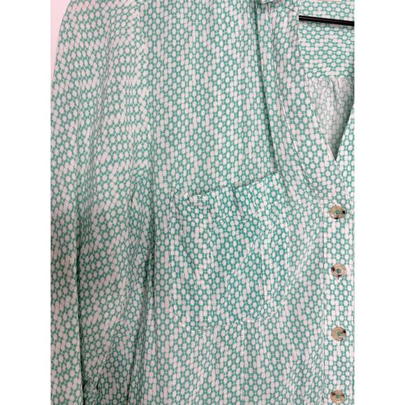 Anthropologie Maeve Rochelle Print Button Up Shirt Size 6 Green - Picture 5 of 11